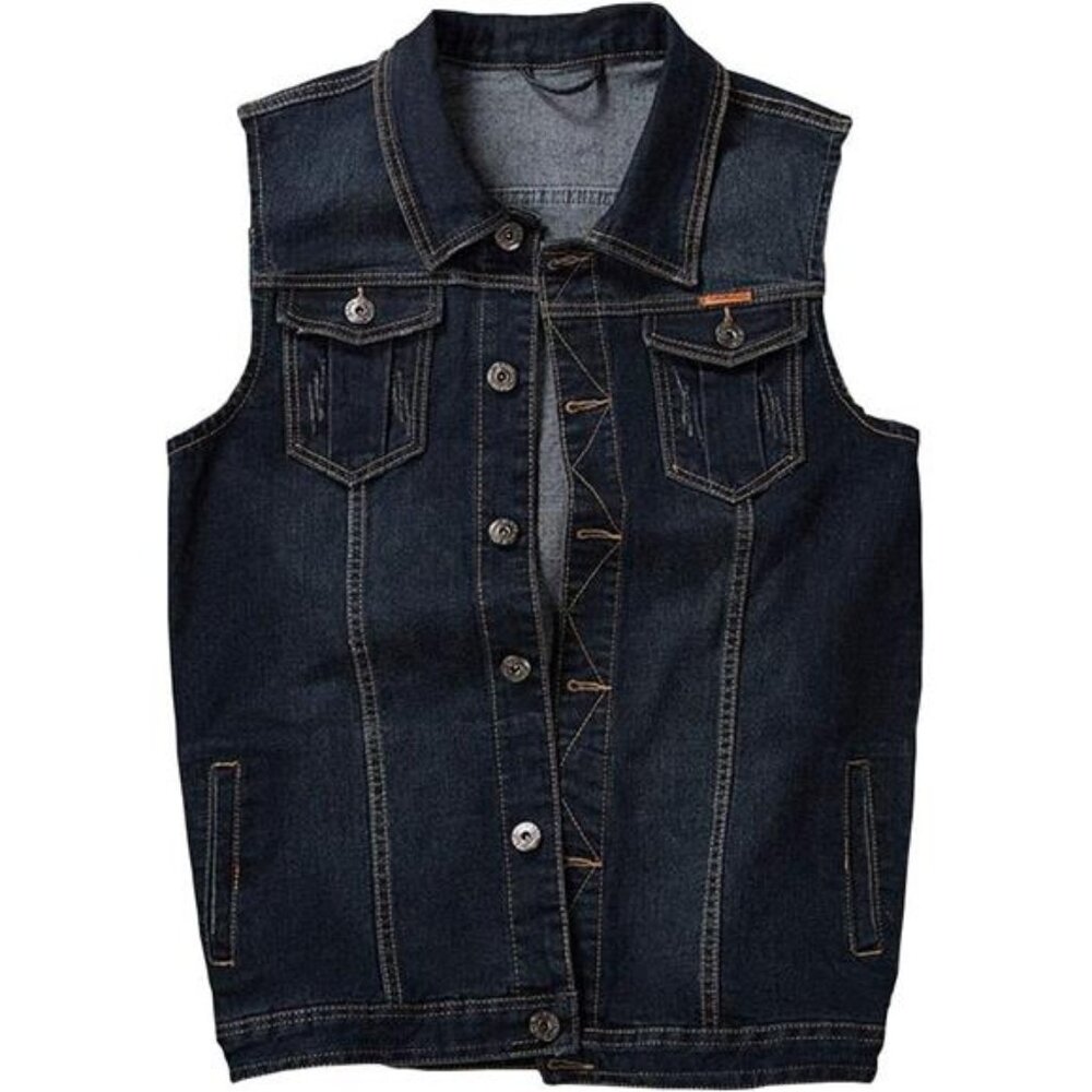 Men's Casual Button Up Denim Vest Vintage Sleeveless Jeans Vest Jacket